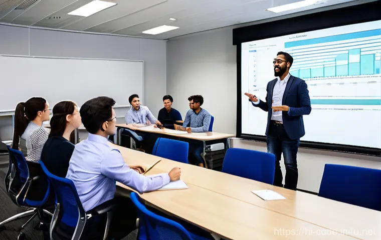 코딩교육지도사 직업군의 다양성 - **Prompt 2: Gamified Learning in an EdTech Startup Environment**
    "A brightly lit, modern EdTech ...