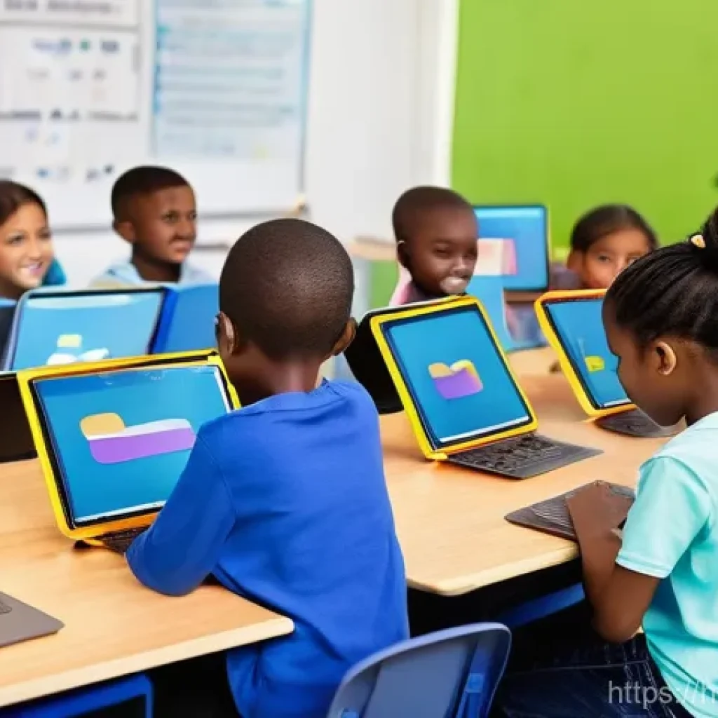 코딩교육지도사 필수 역량 체크리스트 - **Prompt 1: Fun and Engaging Coding Class**
    "A vibrant, brightly lit classroom filled with a div...