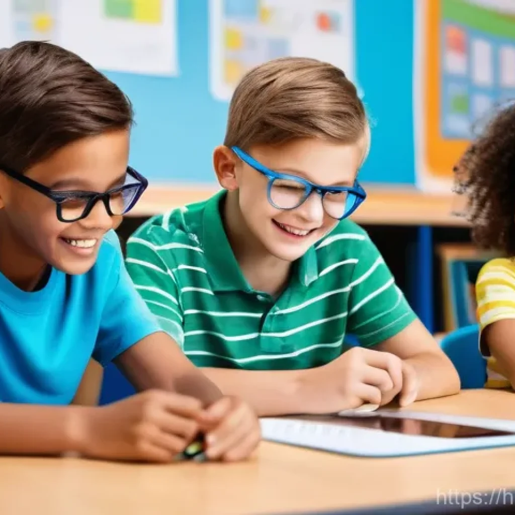 코딩교육지도사와 학습 동기 유발 전략 - **Prompt:** A diverse group of four children, aged 8-12, are joyfully engaged in a coding challenge ...