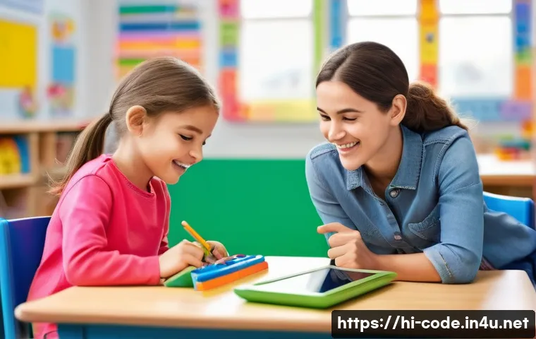 코딩교육지도사와 학습 자료 설계 사례 - **Prompt:** A vibrant and colorful classroom specifically designed for young children, filled with n...