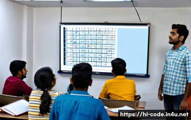 코딩교육지도사로서 교육 평가 문항 제작 - A vibrant classroom scene showing diverse Indian students attentively participating in a coding asse...