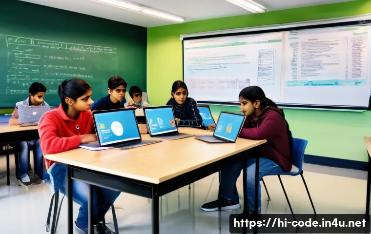 코딩교육지도사로서 사례 기반 강의 준비법 - A classroom scene depicting Indian students actively engaged in a group case study discussion on cod...