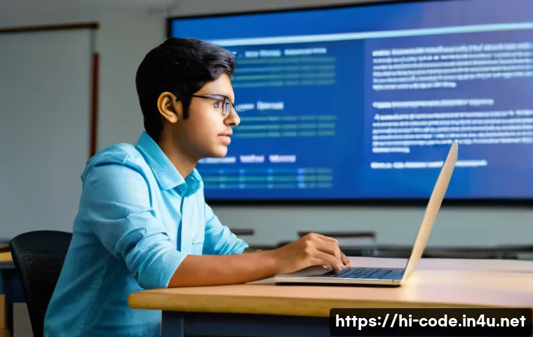 코딩교육지도사와 교육 과정의 평가 기준 - A professional coding instructor in a modern classroom setting, confidently teaching a diverse group...