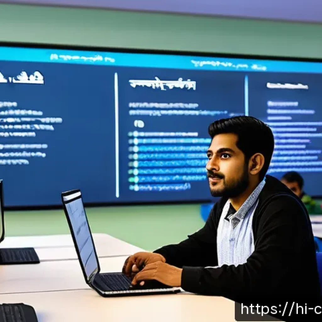 코딩교육지도사 업무 관련 법률 및 규정 - A professional coding instructor in a modern classroom setting, teaching a diverse group of attentiv...