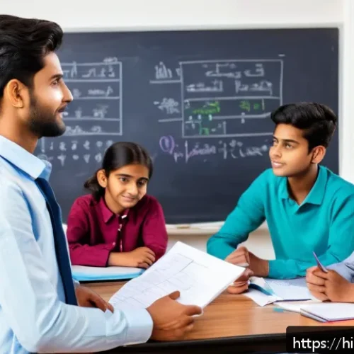코딩교육지도사로서 성과를 관리하는 방법 - A modern classroom scene in India with a Hindi-speaking coding teacher giving clear, timely feedback...