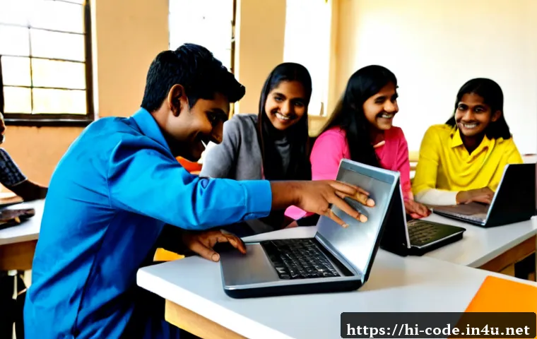 코딩교육지도사 업무에서의 성취감 - Photorealistic Indian coding education instructor in a bright modern classroom, warmly smiling as a ...
