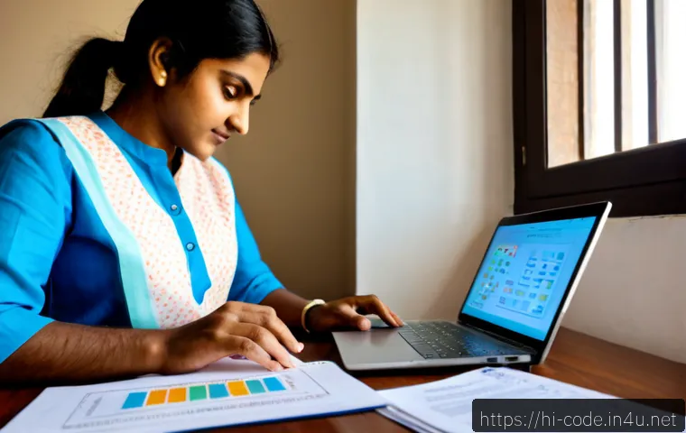 코딩교육지도사 교육 자료의 디지털화 사례 - Photorealistic Indian coding education instructor digitizing printed teaching materials at a clean h...