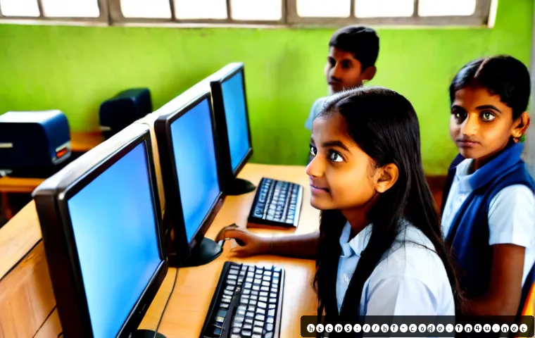 코딩교육지도사와 기초 컴퓨터 과학 교육 - Photorealistic classroom scene in India, a friendly coding education instructor guiding a small grou...