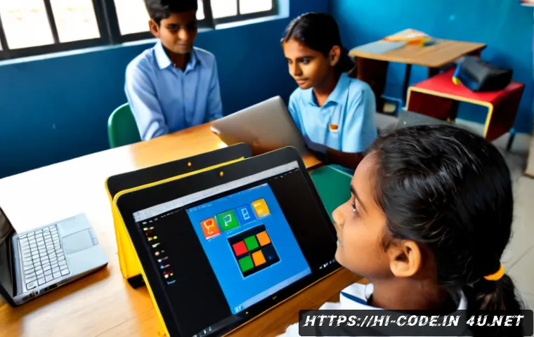 Home 31 코딩교육지도사와 프로젝트 기반 학습 - Photorealistic Indian coding education instructor guiding a small group of Hindi-speaking secondary ...