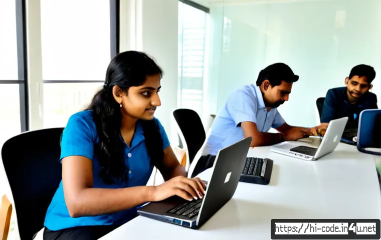코딩교육지도사와 IT 업계 연계 사례 - Photorealistic Indian coding education instructor guiding a small group of adult Hindi-speaking lear...